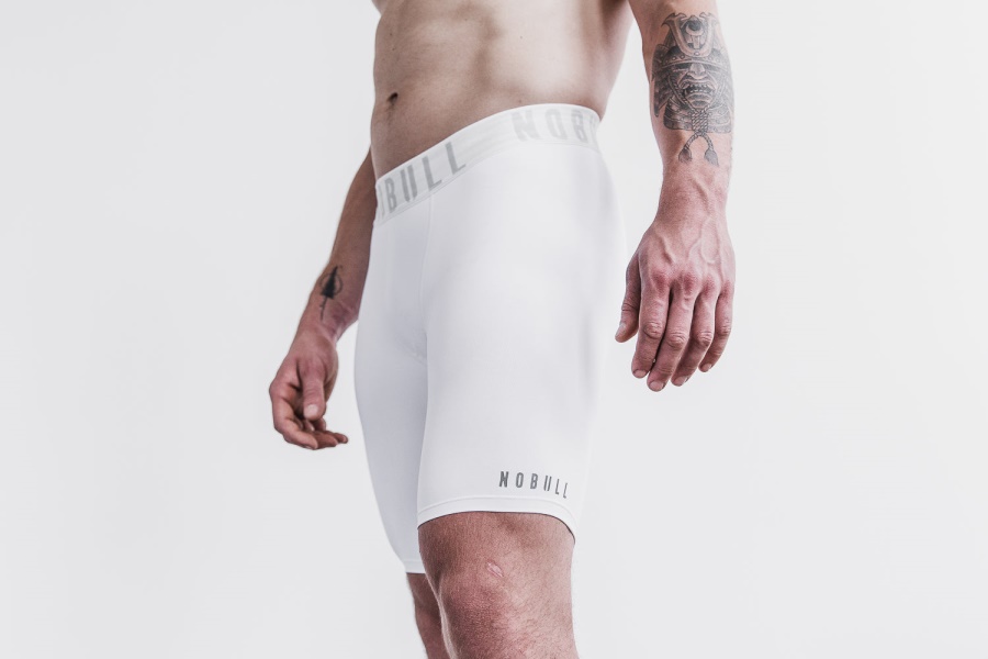 Pantalón Corto De Compresión Nobull Hombre 9" Blanco