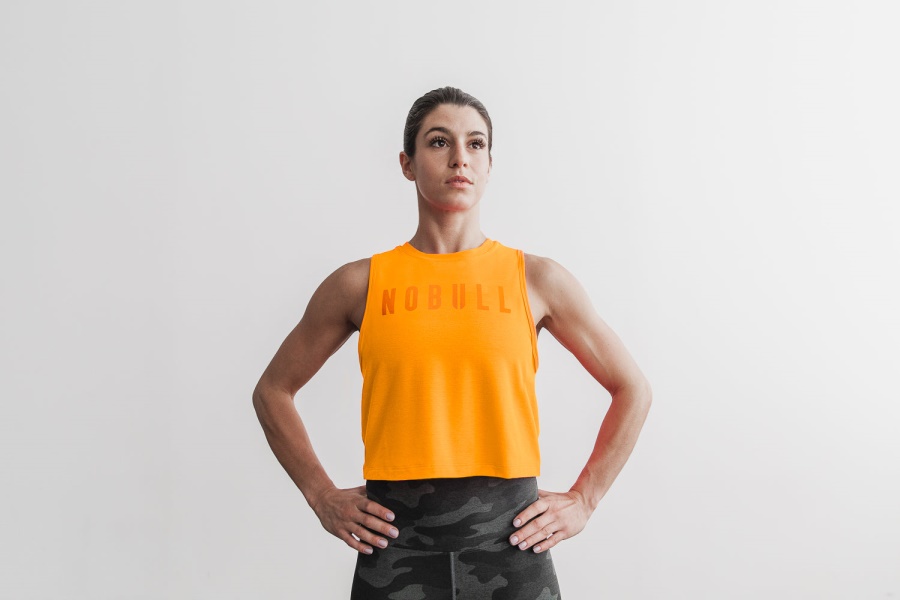 Camiseta Sin Mangas De Mujer Nobull (neón) Naranja
